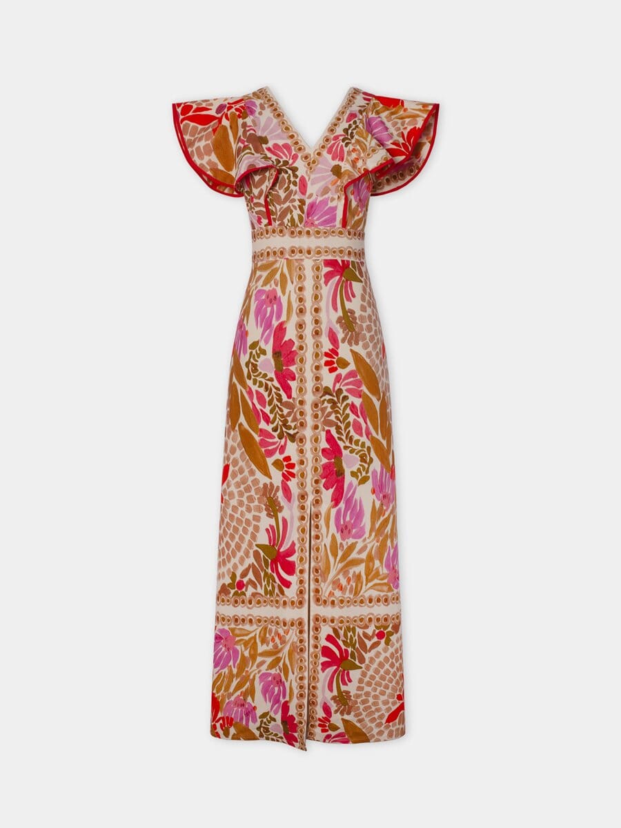 Rosea Kolorowa Sukienka Maxi