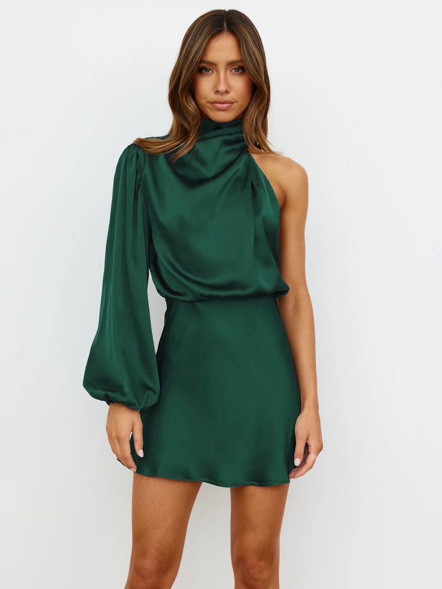 Wieczorowa sukienka Rosea Satin Drape z jednym ramieniem